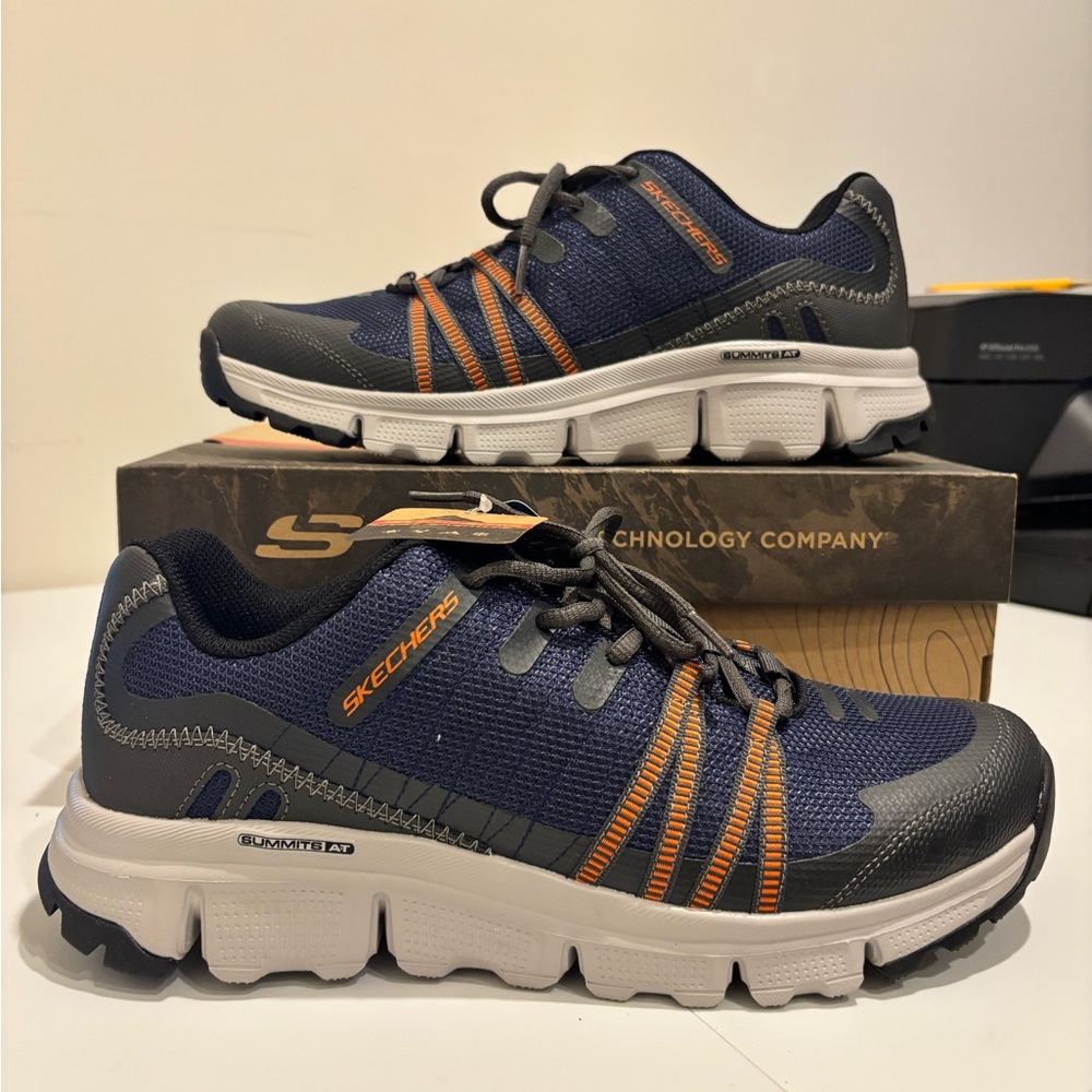 Skechers Summits AT Twin Bridges Navy/Orange Running/Hiking Sneakers size 11